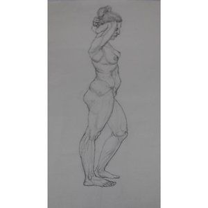 Original Nude Woman Susan Wohl Drawing Vintage 89175